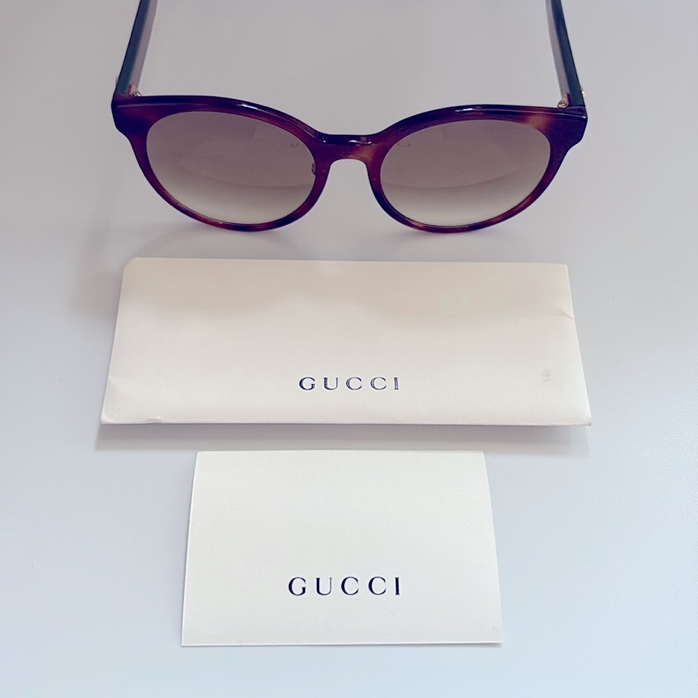 NEW [Gucci] Authenticated Luxury Round Sunglasses in Tortoiseshell/Green Acetate - Picture 5 of 15